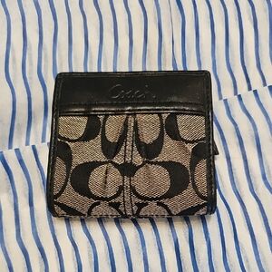 Coach Black and Cream Signature Wallet